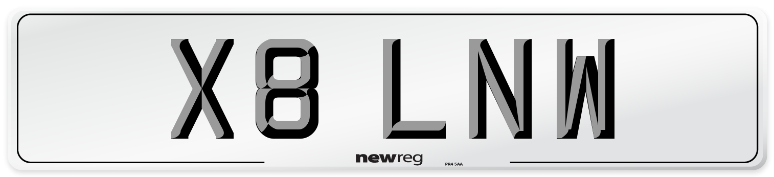X8 LNW Number Plate from New Reg